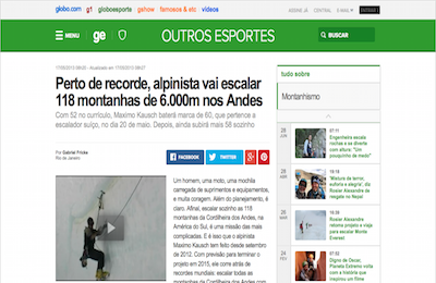 Perto de recorde alpinista vai escalar  montanhas de